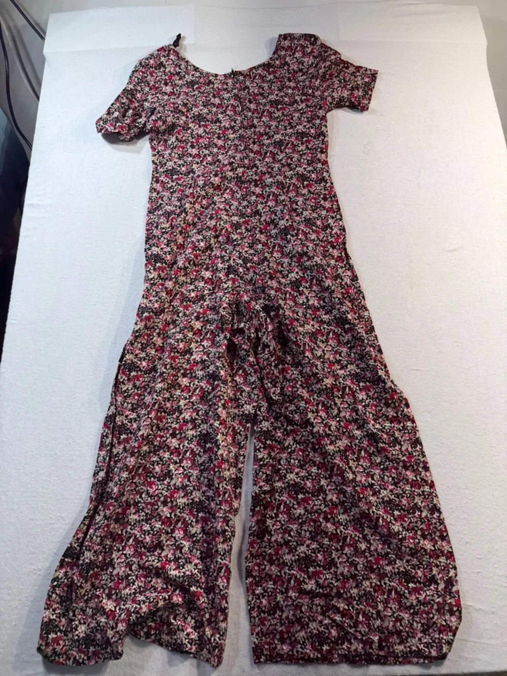 Vintage 90's All that Jazz Rayon Floral Wide Leg Jumpsuit with Shoulder Pads - Picture 7 of 7